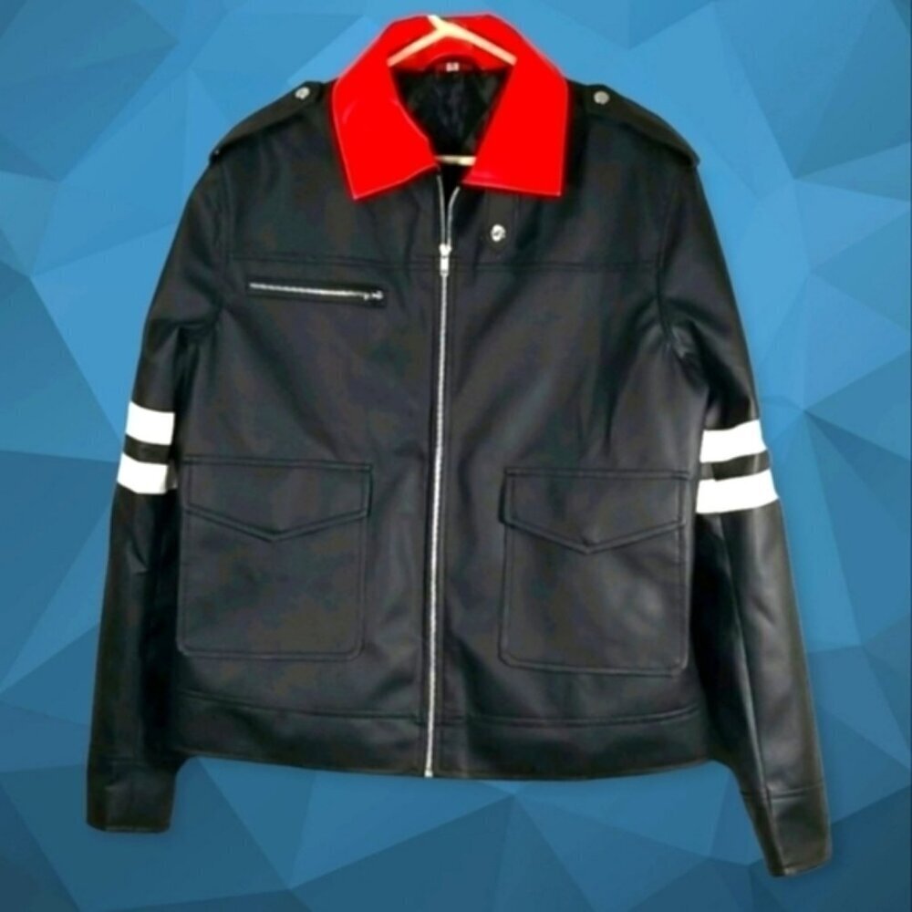 Faux Leather Motorcycle Jacket Men's Size L Youth Size 2XL Unbranded Black